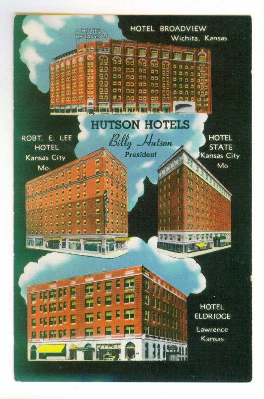 Hutson Hotels, Billy Hutson: President, unused Linen Postcard