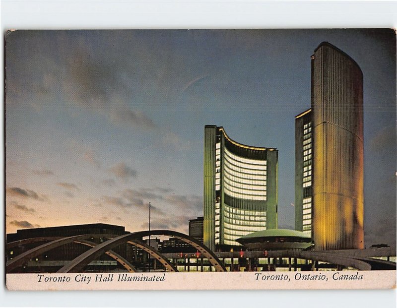 Postcard Toronto City Hall Illuminated, Toronto, Canada