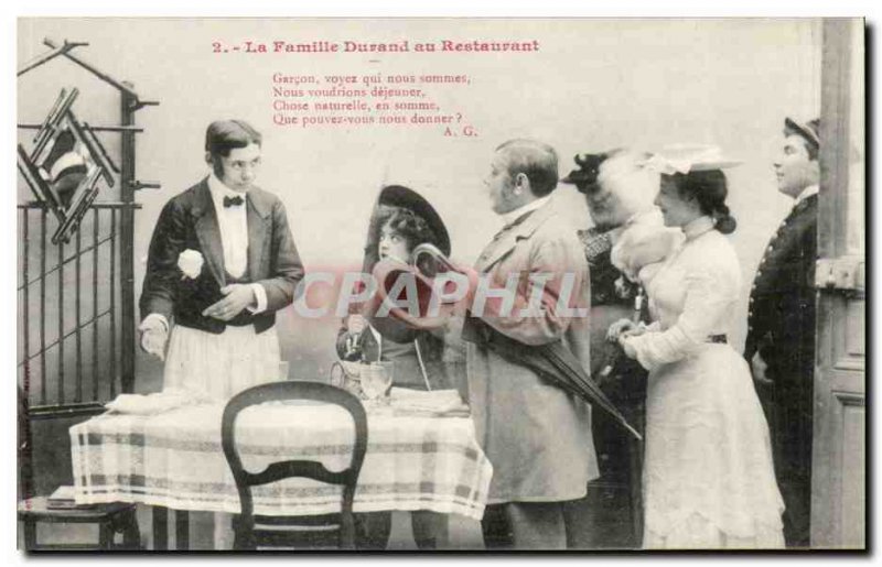 Old Postcard Fantasy humor the Durand family restaurant