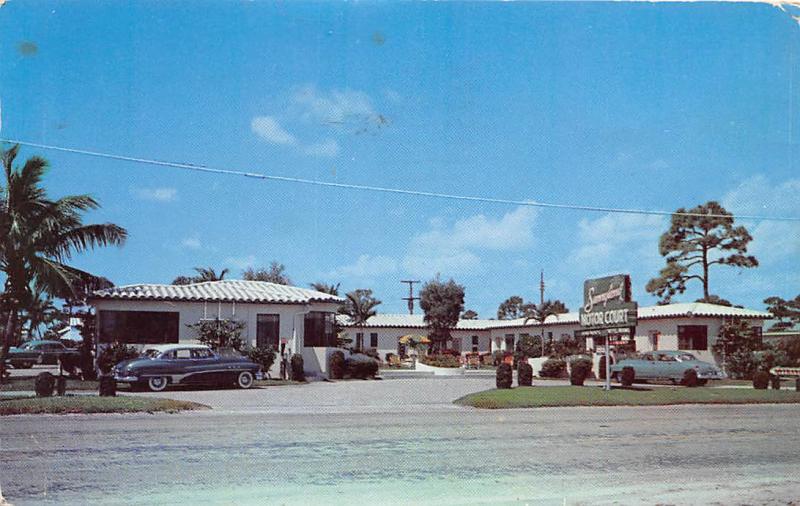 Sunnyland Motor Court Motel Fort Lauderdale 1953 Florida postcard