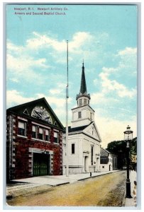 Newport Rhode Island RI Postcard Newport Artillery Co Armory Second Baptist 1910