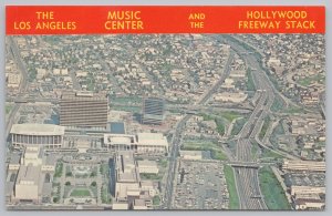 Aerial View Of Los Angeles Music & Civic Center~Hollywood Freeway Stack~c1970 PC