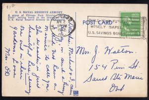 Illinois CHICAGO U.S. Naval Reserve Armory pm1952 White Border