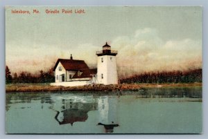 ISLESBORO ME GRINDLE POINT LIGHT HOUSE ANTIQUE POSTCARD