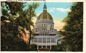 Vintage Postcard Chapel U. S. Naval Academy Historic Landmark Annapolis Maryland