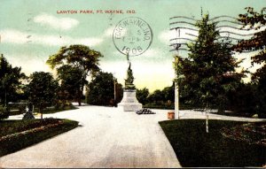 Indiana Fort Wayne Lawton Park Showing Lawton Monument 1907