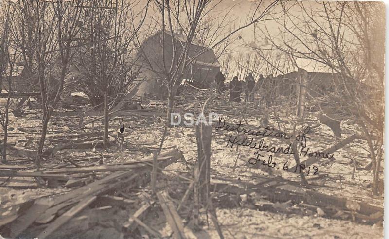 C35/ Interesting Real Photo RPPC Postcard '12 Cyclone? Fire? Disaster Hildebrand