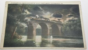 Stone Bridge Silver Lake Pittsburgh Pennsylvania Vintage Postcard