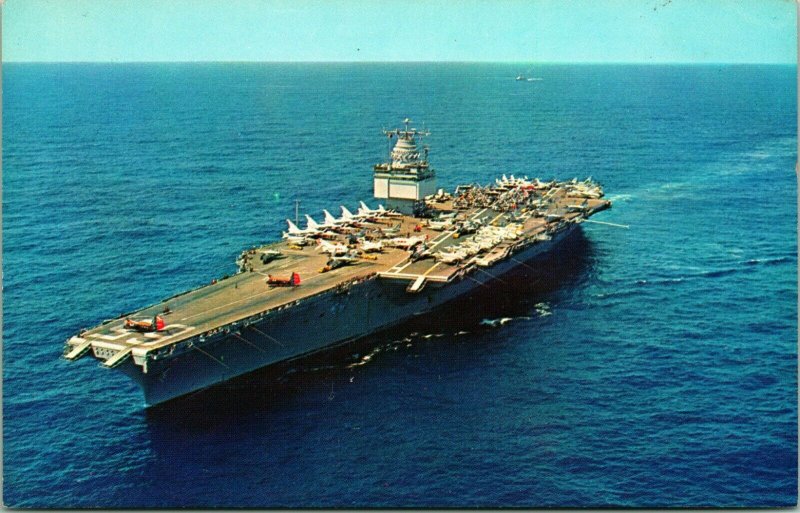 Vtg Chrome Postcard USS Enterprise Aircraft Carrier Official Navy Photo Unused