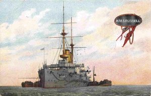 HMS Russell Battleship British Navy Ship 1906 postcard