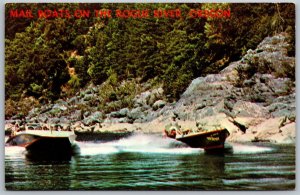 Vtg Oregon OR Mail Boats on Rogue River between Wedderburn & Agness Postcard