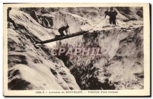 Old Postcard Asension Mont Blanc Traversee of a Mountaineering crevasse