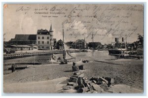 c1910's Ostseebad Stolpmunde Partie Am Hafen Boat Ustka Poland Antique Postcard 