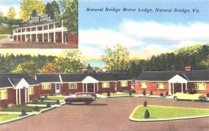 Natural Bridge VA Motor Lodge Duo View Linen Postcard