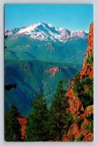 Pikes Peak Seen from Rampart Range-Rocky Mountains Colorado VTG Postcard 0830