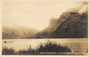 Banff Canada 1920s RPPC Real Photo Postcard Lake Minnewonka & Mt Inglismaldie