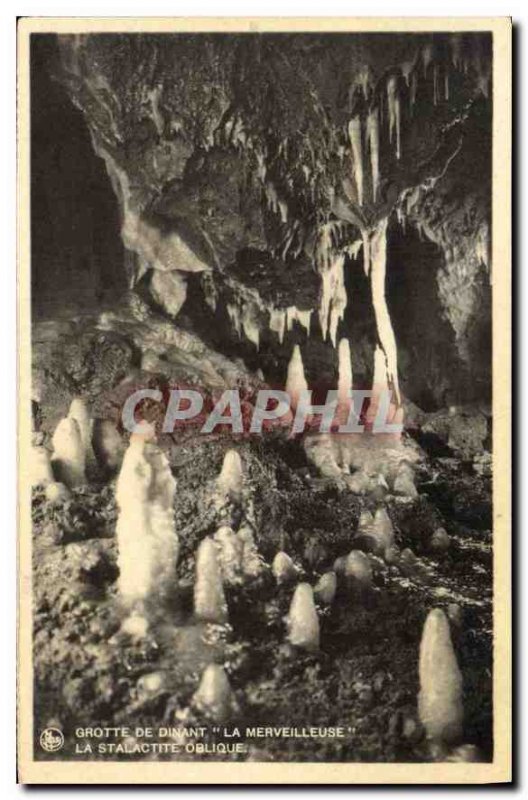 Old Postcard The Marvelous Grotto of Dinant The stalactite Oblique