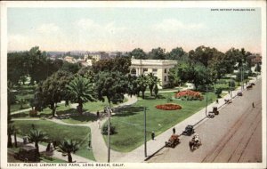 Long Beach California CA Library Park Bird's Eye View 1900s-20s Vintage Postcard