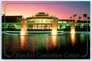 ORLANDO, Florida FL~ Night CONVENTION CENTER Fountain c1990 ~ 4x6 Postcard