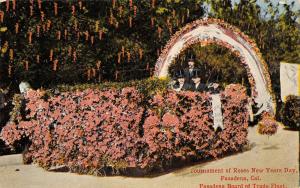 Pasadena California~3 Gents Sit Atop Float in Rose Parade~Postcard c1910 