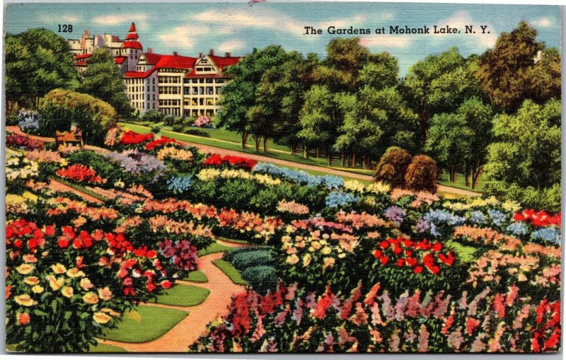 Postcard NY Mohonk Lake The Gardens