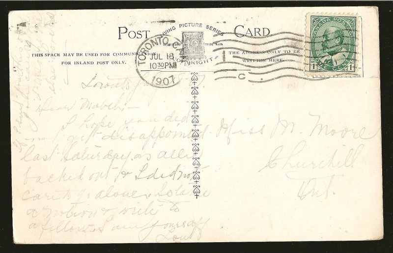 Postmarked 1907 Toronto Canada LOVE'S Thermometer Warmer Living Picture Postcard