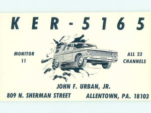 Pre-1980 RADIO CARD - CB HAM OR QSL Allentown Pennsylvania PA AH1341