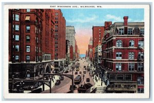c1930's East Wisconsin Avenue Cars Building Milwaukee WI Vintage Postcard 