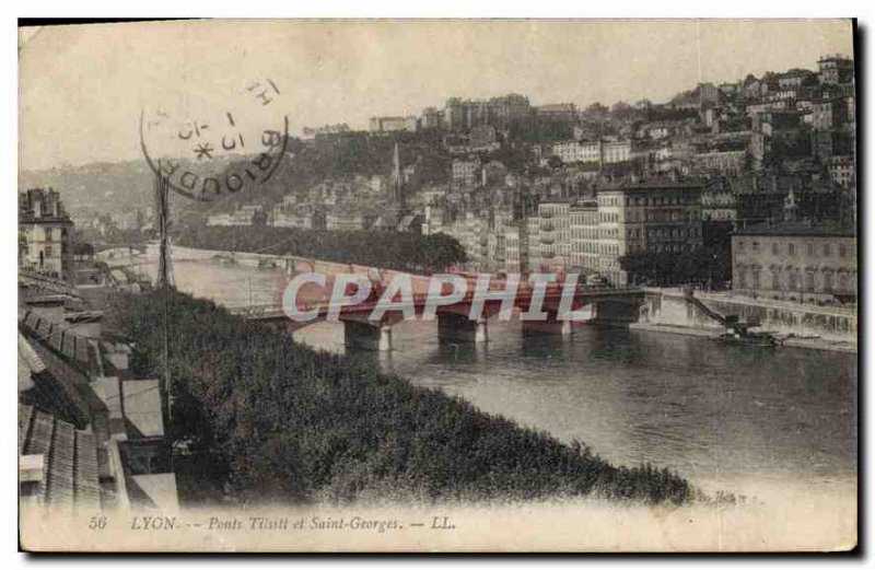 Postcard Old Lyon and St George Bridges Tilsit