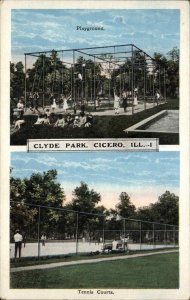 Cicero Illinois IL Clyde Park Playground Tennis Courts Vintage Postcard