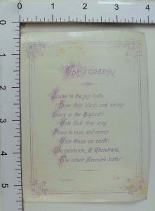Victorian Christmas Trade Card Ferns Lily-Of-The-Valley Poem On Back #A 