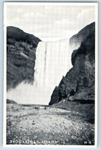 Iceland Postcard Skogarfoss Island Water Falls Scene c1930's Unposted