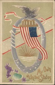 United States Real Silk American Flag Patriotic c1910 Vintage Postcard
