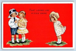 Childrens Postcard Playing That Looks Like A Nice Game c1910's Unposted Antique