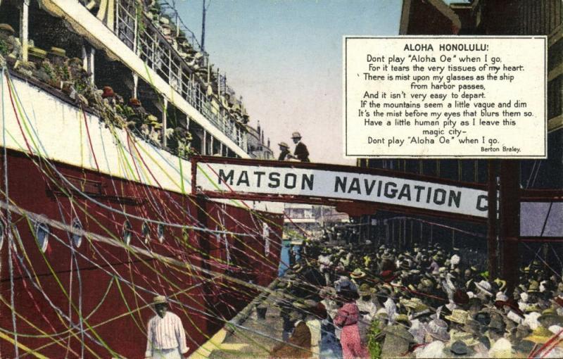 hawaii, HONOLULU, Steamer Matson Navigation Company, Song Berton Braley (1910s)
