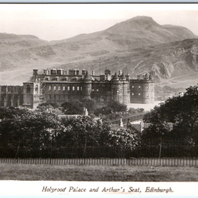 c1940s Edinburgh, England RPPC Holyrood Palace Arthur's Seat Real Photo PC A132