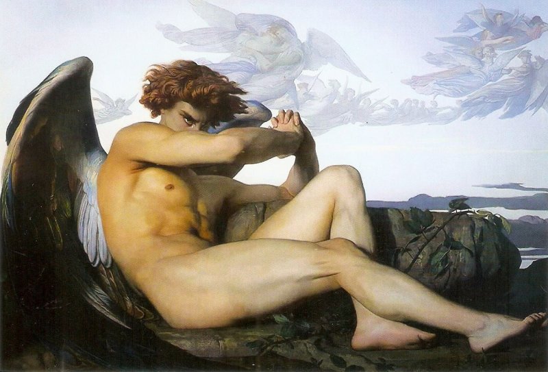 Nude. El Angel Caido, by Alexandre Cabanel Fine painting, modern Spanish PC .