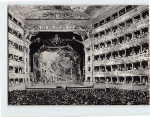 Postcard Interno del Teatro alla Scala da un acquerello di Matania, Milan, Italy