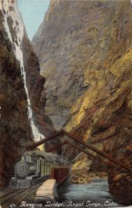 ROYAL GORGE COLORADO~HANGING BRIDGE~BARKALOW BROTHERS PUBL POSTCARD 1911 PMK