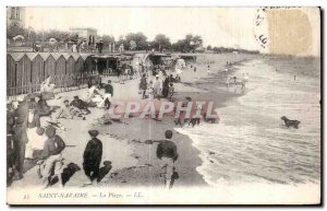 Old Postcard Saint Nazaire The Beach