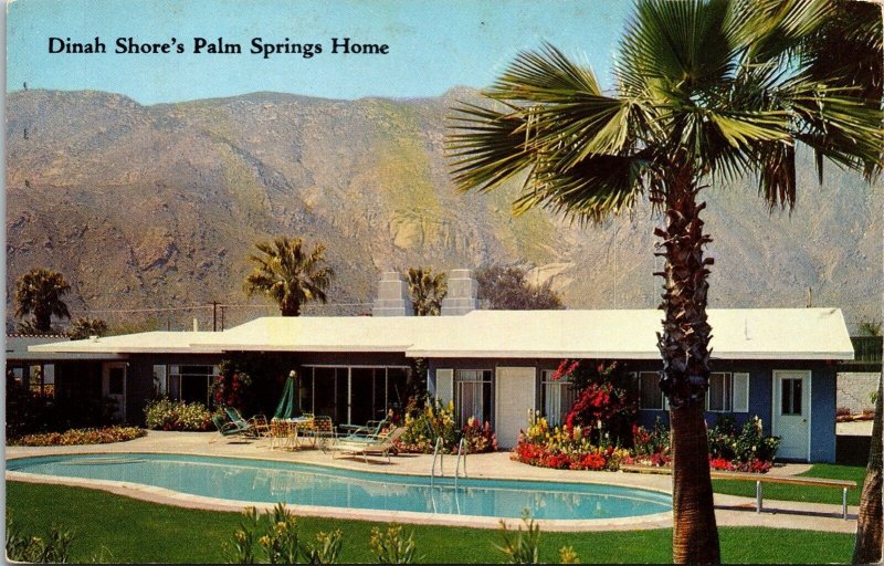 Dinah Shores Palm Springs Home Swimming Pool Postcard UNP VTG Unused Vintage 