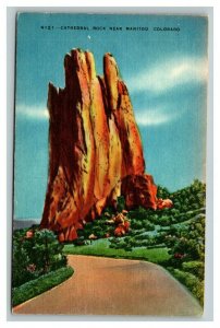 Vintage 1950's Postcard Panoramic View Highway Cathedral Rock Manitou Colorado