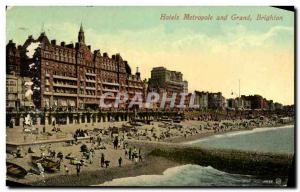 Postcard Old Metrople Hotels and Grand Brighton