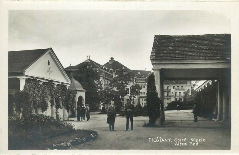 Slovakia Piešťany Piestany spa town Altes Bad panorama real photo postcard