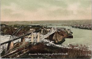 Reversible Falls and Bridge St. John NB New Brunswick c1907 Postcard D87