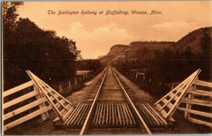 The Burlington Railway at Bluffsiding, Winona MN Vintage Postcard E52