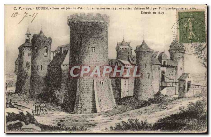 Old Postcard Rouen Tour Jeanne d & # Or 39Arc was shut And Action Castle