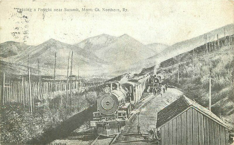 1909 Summit Montana Railroad Freight Train Postcard Northern 11146 