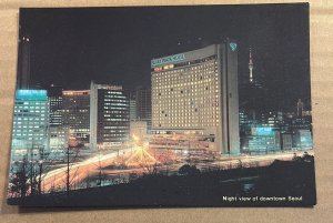 POSTCARD UNUSED -NIGHT VIEW OF DOWNTOWN SEOUL, KOREA - CARD BY SEOUL PLAZA HOTEL