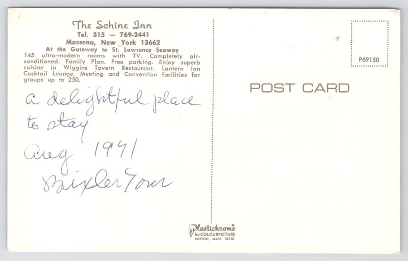 State View~Massena NY~The Schine Inn~Lantern Inn Cocktail Lounge~Vintage PC